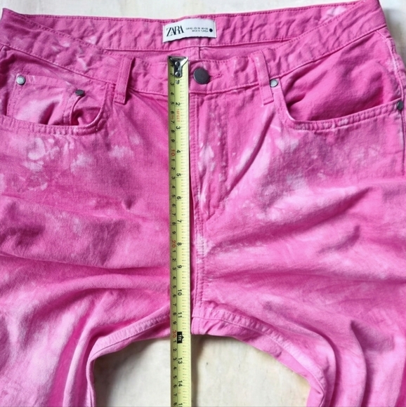 Zara Barbiecore Pink Acid Wash Cropped Denim Jeans - Picture 6 of 7